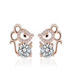 Stud Cute Little Mouse Women Earring Korean Fashion Hight Quality Animal Zircon Stone Young Girl Ear Jewelry Gift Accessory1013455