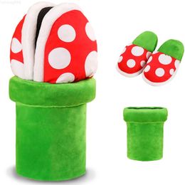 Slippers Piranha Plants Plush Funny Slippers Loafer With Pipe Pot Holder Funny Christmas Gifts For Women Mens Teens 240506