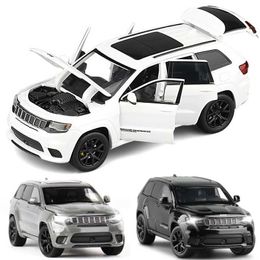 Diecast Model Cars 1/32 Jeep Grand Cherokee Speedway Hawk JACKIEKIM Diecast Mini Toy Model SUV Car Sound and Light Series GiftsL2405