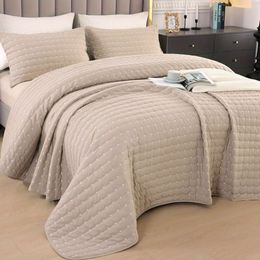 Duvet Cover Qucover Oversized Sets with Shams, Bedspreads Queen Size, 100% Cotton Beige Quilt Bedding Set All Season, Cream Tan Lightweight Soft Bedspread Coverlet for
