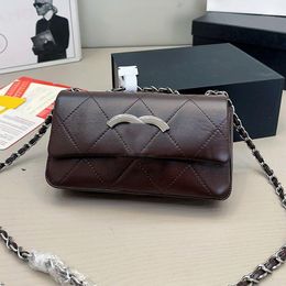 10A Fashion Classic Big Emblem Flap Women 225CM Bag Leather Quilted Lattice Pochette Sacoche Diamond Purse Hardware Wallet Designer Si Ipmv