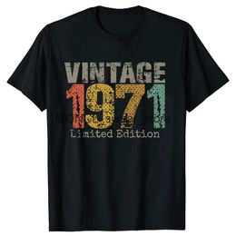 Men's T-Shirts Men 53 Year Old Gifts Vintage 1971 Limited Edition 53th Birthday Funny Cotton Ts Short Slve T Shirts O Neck Clothes H240506