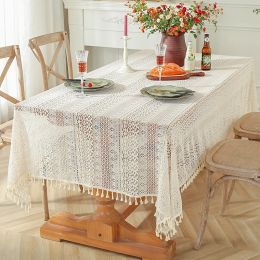 Pads Table Fabric Garden Crochet Tablecloth Woven Tablecloth Fringe Tablecloth Hollow Tablecloth Cotton Linen Placemat
