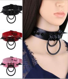 Pendant Necklaces Punk Choker Rivet Buckle Spike Collar Necklace Black Mens Womens Studded chocker girls Gothic Jewellery Harajuku2708727