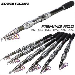 Sougayilang Carbon Telescopic 2133m Multifunction Fishing Rod Portable Travel Spinning Pole Tackle Pesca 240506