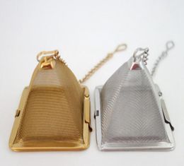 100pcslot Stainless Steel Pyramid Tea Infuser Tea Strainer Loose Teapot Leaf Filter Teaware Tool Accessories1020666