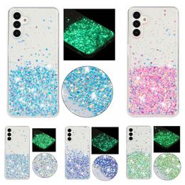 Glow In Dark Sequins Soft TPU Cases For Samsung S24 Ultra S23 A04S A55 A35 A05S A05 A15 A25 A34 A54 A14Iphone 15 Plus 14 Pro Max 13 12 11 XS XR 8 7 6 Foil Confetti Luminous Cover