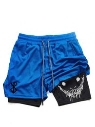 Mens Men's Shorts Berserk- 2-in-1 sports shorts running quick drying shorts gym and fitness training double layeredL.240507
