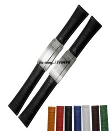 JAWODER Watch Band 20mm Brown Green Blue Black Yellow White Red Crocodile Lines Genuine Leather Strap Deployment Buckle for 1166109467285