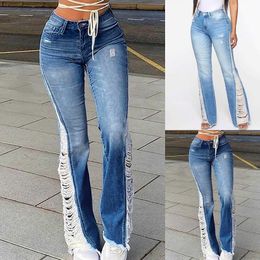 Women's Pants Capris 2023 High Waist Flared Baggy Jeans For Women Stretch Ripped Strt Denim Trousers Denim Jeans Pants Sweatpants Techwear Y240504