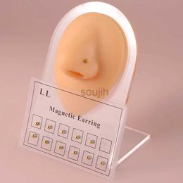 Body Arts 12pcs/Card Fake Cheater Non Pierced Magnet Earring Piercings Magnet Ear Tragus Cartilage Lip Labret Stud piercing nariz piercing d240503