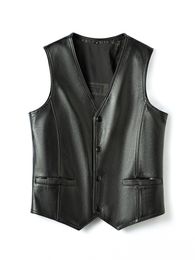 Black Motorcycle Leather Vest for Men Riding Club Adult Motorcycle Vests Fashion Jacket Sleeveless Spring Auutmn Winter Clothing