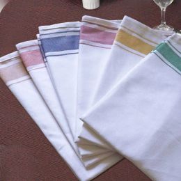 Towels 5pcs/batch Cotton Wiping Cloth Western Restaurant Napkin Towel Absorbent Plaid Tea Handkerchief