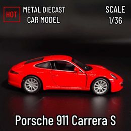 Diecast Model Cars 1 36 Porsche 911 Carrera S Scale Metal Die Casting Reproduction Home Office Mini Art Car Hobbies Decorative Childrens ToysL2405
