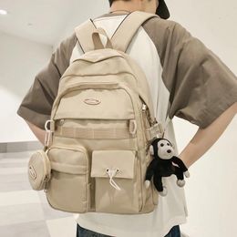 Backpack Middle School Student Nylon Women Fashion Multi Pocket Female Male Travel Book Bag Cute Girl Boy