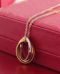 Fashion Selling Men Women Couple Necklace Three Loop Mix Color Pendant Necklaces Jewelry Stainless Steel No Fade Gift with Link Ch3404125