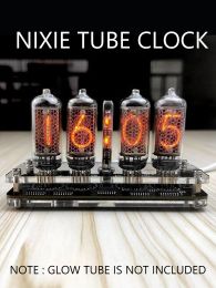 Clocks 4 Digit IN8 Nixie Glow Tube Clock IN8 Glow Tube Digital Solid Wood Desk Alarm Plugin Design Basic Version