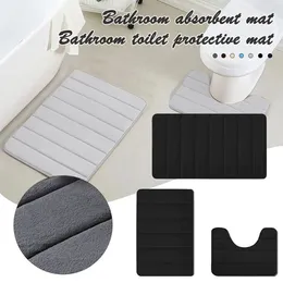 Carpets 3Pcs/Set Water Absorption Bath Mats Sets Dry Fast Machine Washable Soft Rugs Non Slip Grey Black Bathroom Floor Mat