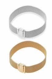 Yellow Gold plated Mesh Charm Bracelet with Original Box for Authentic Sterling Silver Strap Style Charms Bracelets For Women Men Party Gift Jewelry6253747