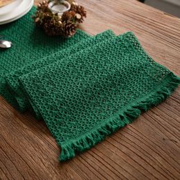 Pads Retro Green Table Runner Vintage Wedding Decoration Christmas Table Room Tablecloth Elegant Table European Style Home Textile