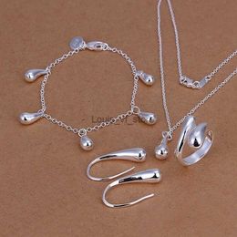 مجموعات مجوهرات الزفاف 925 Sterling Silver Drop Bracelets Necklace Rings Women Women عالية الجودة الأزياء الكلاسيكية S223 H240504