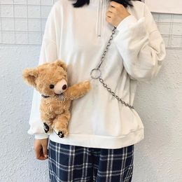 Shoulder Bags Women Plush Doll Bag 2024 Fashion Girl's Cute Bear Chain Messenger