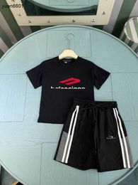 Popular baby tracksuits Summer boys set kids designer clothes Size 100-150 CM Logo printed T-shirt and striped design shorts 24April