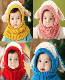 New Little Dog Sheep Girls Kid Twill Hats Baby Winter Crochet Knitted Hat Scarf Set Toddler Warm Balaclava Cap Outdoor Sports Scar4003102