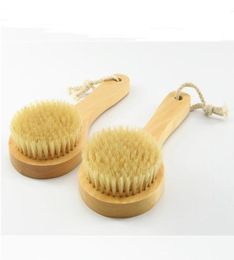 Dry Skin Body Brush with Short Wooden Handle Boar Bristles Shower Scrubber Exfoliating Massager FY53128563172