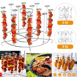 Tools Air Fryer Skewer Stand Stainless Steel Skewer Grill Dehydration Steamer Roasting Rack For Ninja 6Qt 8Qt Airfryer BBQ Accessories