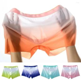 Underpants Slim Fit Men Underwear Seamless Mid-rise Gradient Colour Ice Silk Men's With U-convex Design High For Comfort