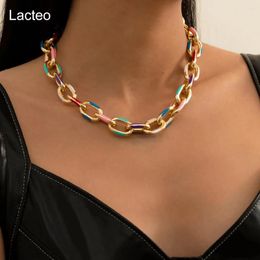 Pendant Necklaces Lacteo Steampunk Colourful Drop Oil Cross Chain Choker Necklace For Women Kpop Single Layer Jewellery Y2k Accessories