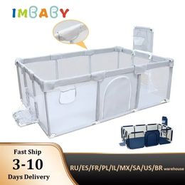 IMBABY Baby Playpen Grey for Children with Protective Angle Playground Indoor and Outdoor Pool Balls Park 240428