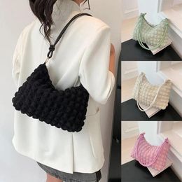 Drawstring Fashion Large Capacity Shoulder Bags For Women Girls Pure Colour Handbag Ladies Trendy Casual Underarm Bag