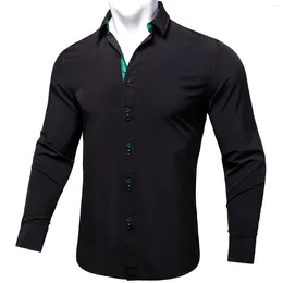 Men's Casual Shirts Brand Party Shirt For Men Camisa Masculina Black Green Patchwork Spring Autumn Button-Down Collar Man Long Sleeve Top