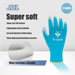 Gloves JDL 2 Pairs AntiSlip Water Resistant Work Gloves Grey Nylon Shell TPU Coated CE Certificated Work Safety Protective Glove