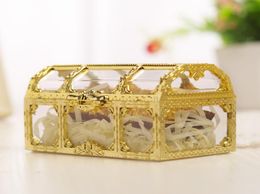 Gold Treasure Chest Candy Box Wedding Favor Mini Gift Boxes Food Grade Plastic Transparent Jewelry Storage Case7054518