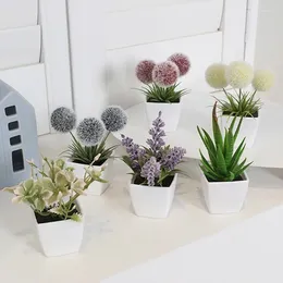 Decorative Flowers 1SET (6PC) Mini Artificial Plant Bonsai Home Office Restaurant Store Desktop Counter Shelf Decoration