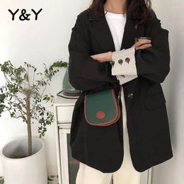 Bag Y&Y Female Bags Panelled Pu Saddle Retro Korean Style Mini Single Shoulder Small Fashion Messenger Phone