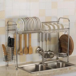 Kitchen Storage Stainless Steel Bowl Dish Drain Rack Multifunctional Single-layer Sink And Tableware Accessories Organiser