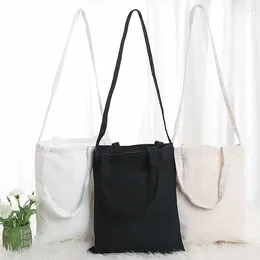 Shopping Bags Women Canvas Bag White Black Cotton Female Shoulder Foldable Eco Handbag Tote Reusable Grocery Shopper