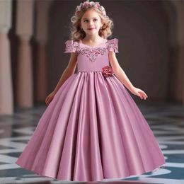 Girl's Dresses Shiny Toddler Little Girls Flower Girl Birthday Party Formal Dress Off Shoulder 3D Flower Pageant Prom Dress