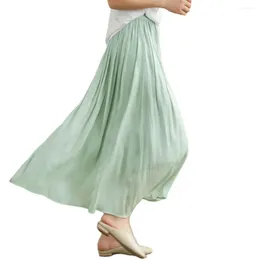 Skirts Women Long Skirt Gauze Pleated High Waist Loose Double Layers Willowy Party