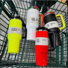 Electric Neon White Black PINK Yellow Green Red Quencher H2.0 Tumblers 40 Oz Cups With Handle Lid And Straw Car Mugs Chocolate Gold 40Oz Water Bottles Gg0422 0430