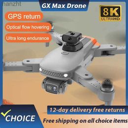 Drones New GX MAX Drone Professional 8K Dual Camera ESC Obstacle Avoidance G Positioning Wifi Foldable FPV RC Brushless Height Maintenance WX