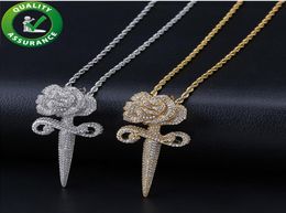 Mens Iced Out Hip Hop Chain Pendants Luxury Designer Necklace Hiphop Jewellery Women Bling Diamond Rose Pendant Custom Rapper Access6779876