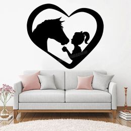 Stickers Love Animals Heart Wall Sticker Horse With Girl Wall Decal Vinyl Home Decoration for Bedroom Baby Room Nursery Decor Mural C724