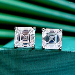 Stud Earrings SpringLady 925 Sterling Silver 7NMM Asscher Cut Lab Sapphire High Carbon Diamonds Gemstone Engagement Fine Jewellery