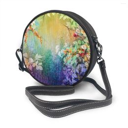 Bag OLN Abstract Floral Painting Round Crossbody Cell Phone Shoulder Messenger Bags Fashion Daily Use For Women Wallet