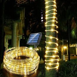 300LED Solar Rope Strip Light Outdoor Waterproof Fairy Strings Christmas Decor for Garden Lawn Tree Yard Fence Pathway 240506
